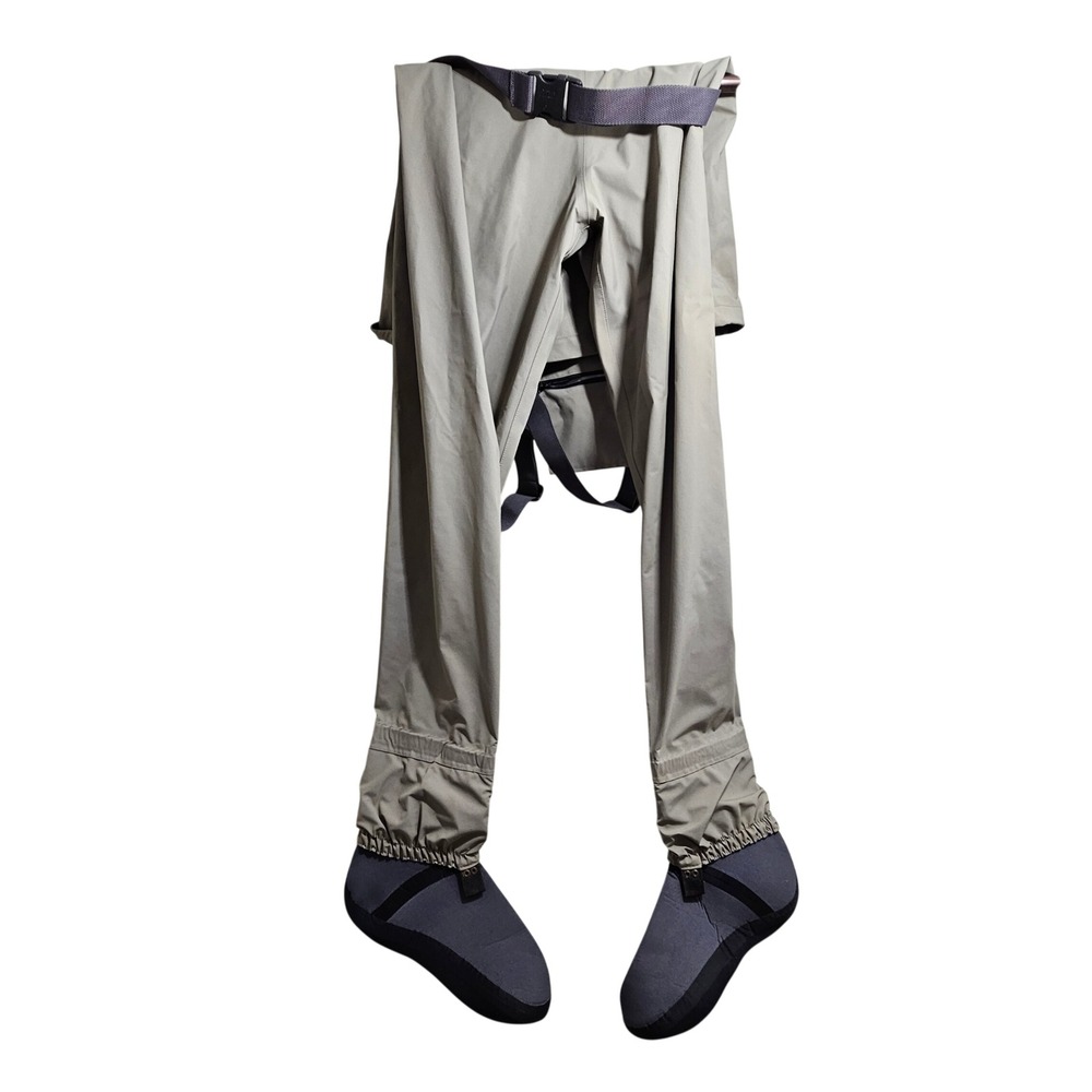 Compass 360 Stockingfoot Fishing Waders Large Khaki Nylon Neoprene Booties